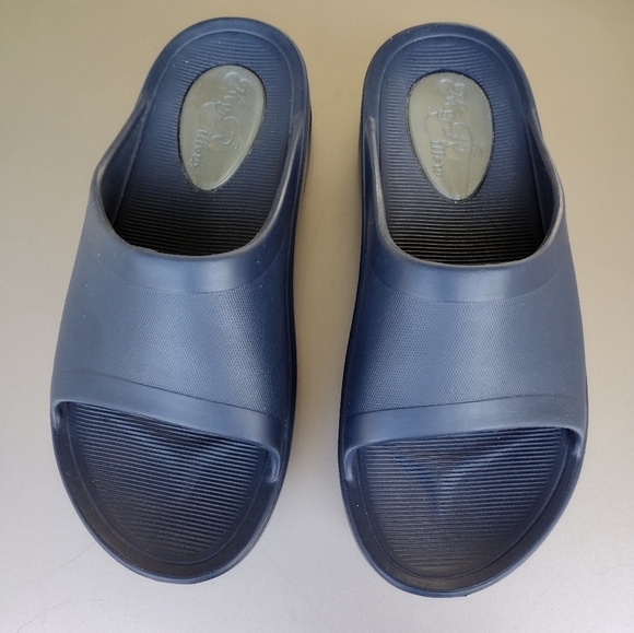 My Pillow Slide Sandals Blue Mens Size 8 Shoes Wide Strap Cushioned Comfort - Picture 1 of 6